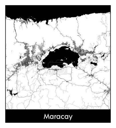 Illustration for Maracay Venezuela South America City map black white vector illustration - Royalty Free Image