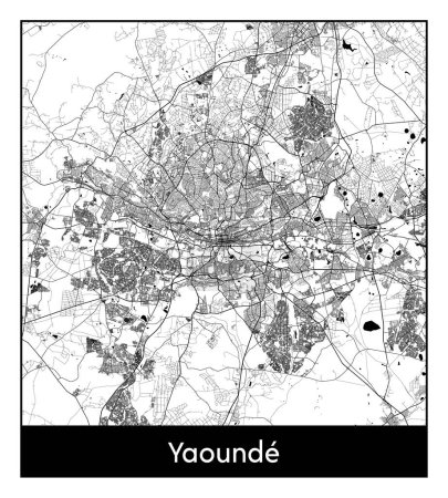 Illustration for Yaounde Cameroon Africa City map black white vector illustration - Royalty Free Image
