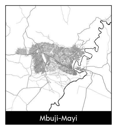 Illustration for Mbuji-Mayi Democratic Republic of Congo Africa City map black white vector illustration - Royalty Free Image