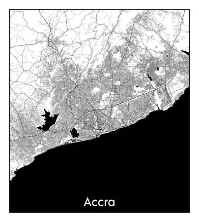 Illustration for Accra Ghana Africa City map black white vector illustration - Royalty Free Image