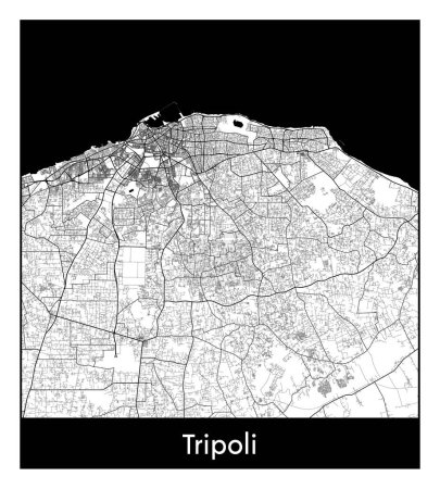 Illustration for Tripoli Libya Africa City map black white vector illustration - Royalty Free Image