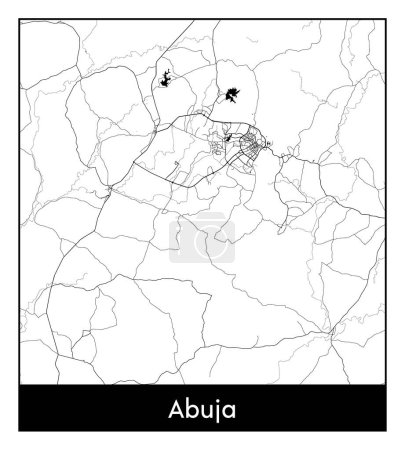 Illustration for Abuja Nigeria Africa City map black white vector illustration - Royalty Free Image