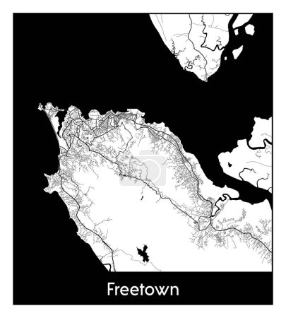 Illustration for Freetown Sierra Leone Africa City map black white vector illustration - Royalty Free Image