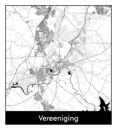 Illustration for Vereeniging South Africa Africa City map black white vector illustration - Royalty Free Image