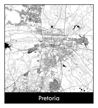 Illustration for Pretoria South Africa Africa City map black white vector illustration - Royalty Free Image