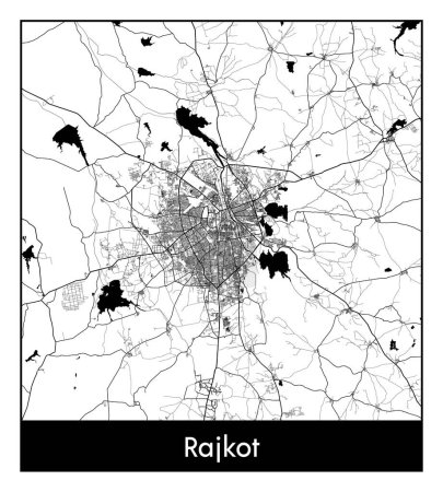 Illustration for Rajkot India Asia City map black white vector illustration - Royalty Free Image