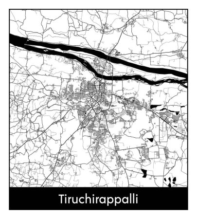 Illustration for Tiruchirappalli India Asia City map black white vector illustration - Royalty Free Image
