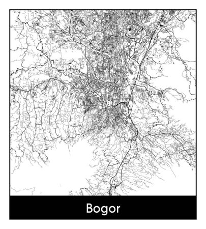 Illustration for Bogor Indonesia Asia City map black white vector illustration - Royalty Free Image