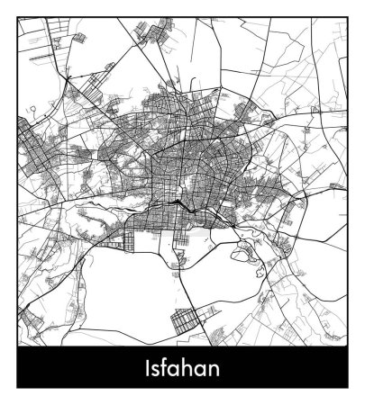 Illustration for Isfahan Iran Asia City map black white vector illustration - Royalty Free Image