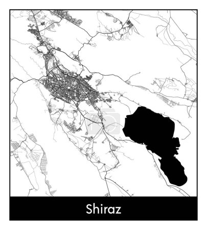 Illustration for Shiraz Iran Asia City map black white vector illustration - Royalty Free Image