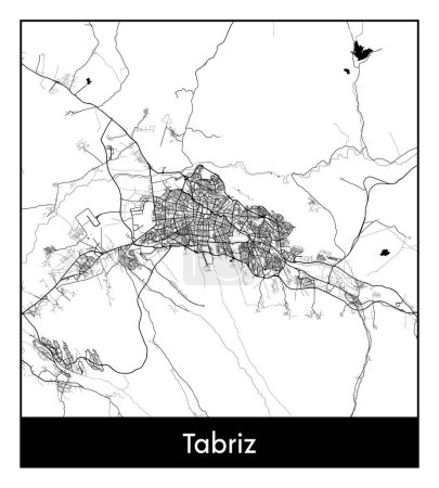 Illustration for Tabriz Iran Asia City map black white vector illustration - Royalty Free Image