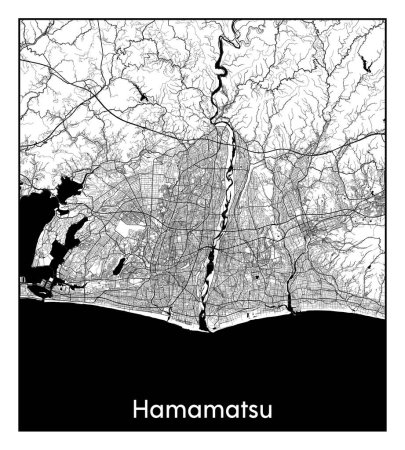 Illustration for Hamamatsu Japan Asia City map black white vector illustration - Royalty Free Image