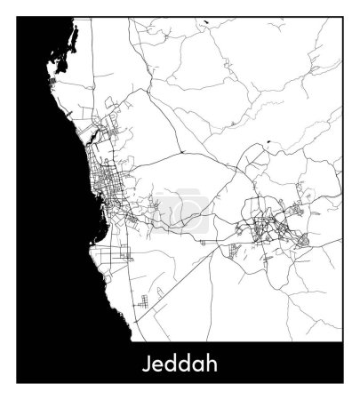 Illustration for Jeddah Saudi Arabia Asia City map black white vector illustration - Royalty Free Image