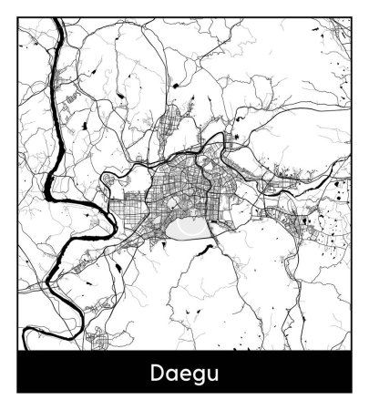 Illustration for Daegu South Korea Asia City map black white vector illustration - Royalty Free Image