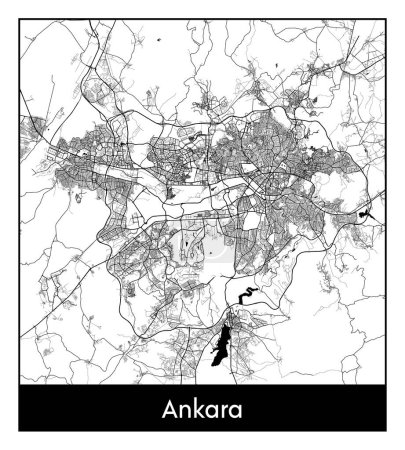 Illustration for Ankara Turkey Asia City map black white vector illustration - Royalty Free Image