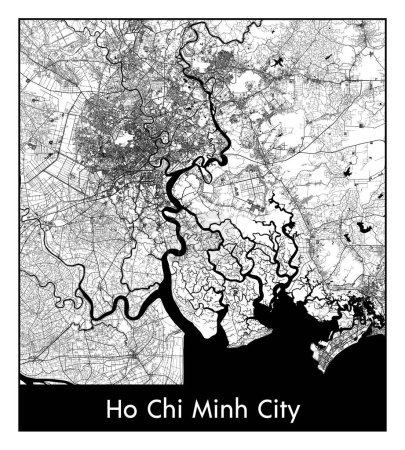 Illustration for Ho Chi Minh City Vietnam Asia City map black white vector illustration - Royalty Free Image