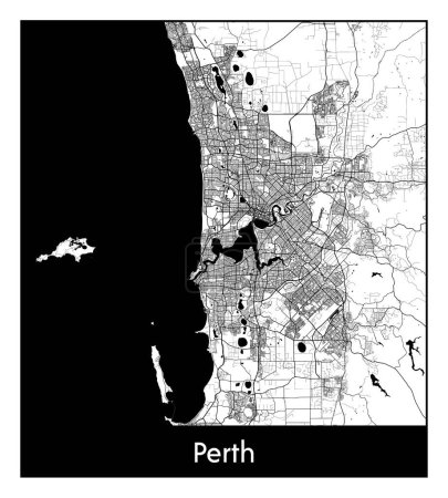 Illustration for Perth  Australia City map black white vector illustration - Royalty Free Image