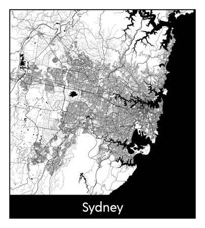 Illustration for Sydney  Australia City map black white vector illustration - Royalty Free Image