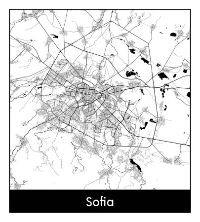 Illustration for Sofia Bulgaria Europe City map black white vector illustration - Royalty Free Image