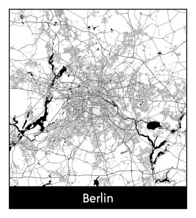Illustration for Berlin Germany Europe City map black white vector illustration - Royalty Free Image