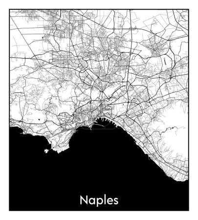 Illustration for Naples Italy Europe City map black white vector illustration - Royalty Free Image