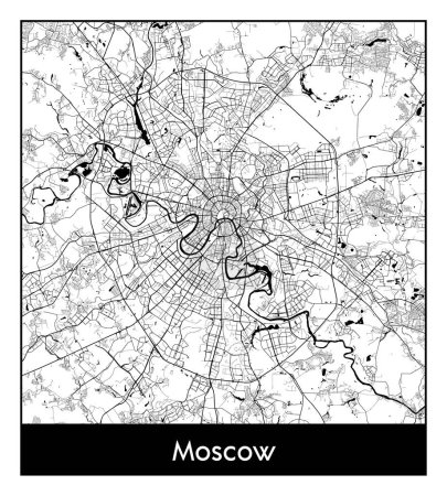 Illustration for Moscow Russia Europe City map black white vector illustration - Royalty Free Image