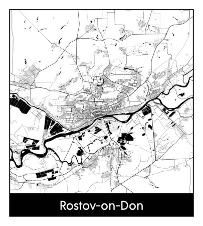 Illustration for Rostov-on-Don Russia Europe City map black white vector illustration - Royalty Free Image