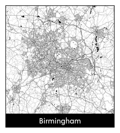 Illustration for Birmingham United Kingdom Europe City map black white vector illustration - Royalty Free Image