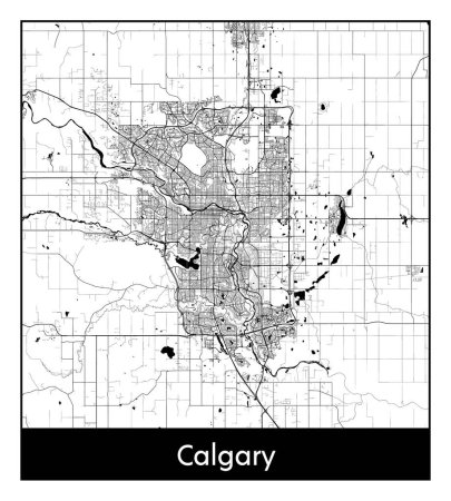 Illustration for Calgary Canada North America City map black white vector illustration - Royalty Free Image