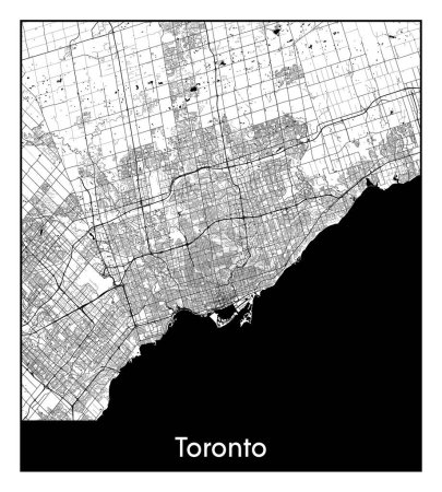 Téléchargez les illustrations : Toronto Canada Amérique du Nord Carte de la ville illustration vectorielle noir blanc - en licence libre de droit