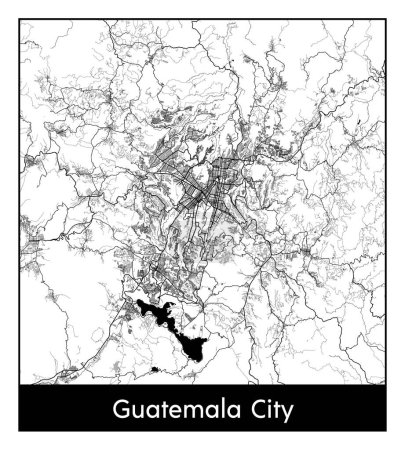 Illustration for Guatemala City Guatemala North America City map black white vector illustration - Royalty Free Image