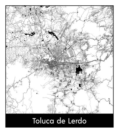 Illustration for Toluca de Lerdo Mexico North America City map black white vector illustration - Royalty Free Image