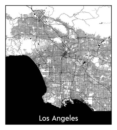Illustration for Los Angeles United States North America City map black white vector illustration - Royalty Free Image