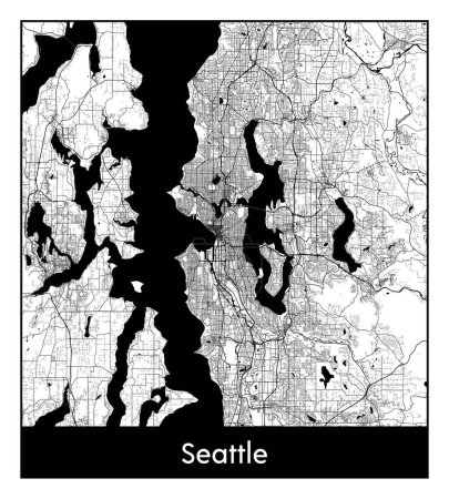 Ilustración de Seattle Estados Unidos North America City mapa negro blanco vector ilustración - Imagen libre de derechos