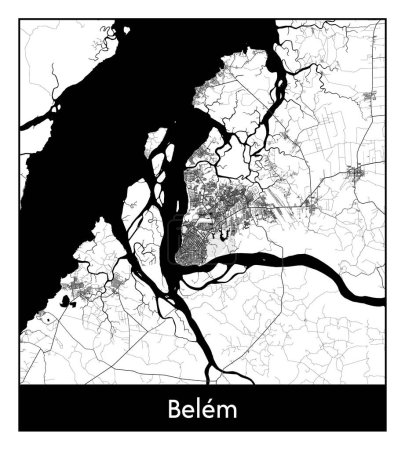 Illustration for Belem Brazil South America City map black white vector illustration - Royalty Free Image