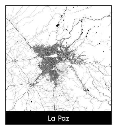 Illustration for La Paz Bolivia South America City map black white vector illustration - Royalty Free Image