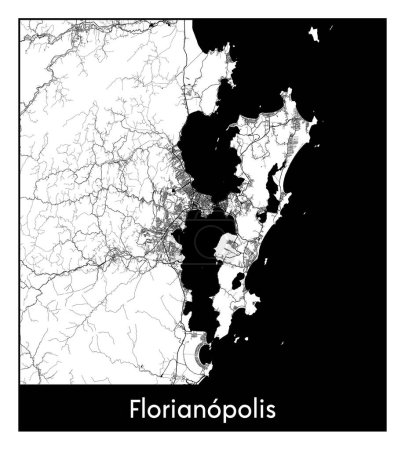 Illustration for Florianopolis Brazil South America City map black white vector illustration - Royalty Free Image