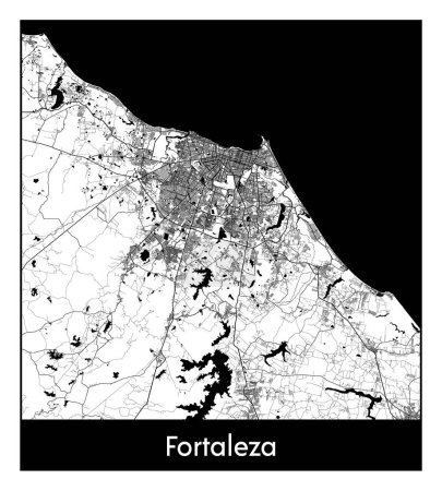 Ilustración de Fortaleza Brasil Sudamérica Mapa de la ciudad negro blanco vector ilustración - Imagen libre de derechos