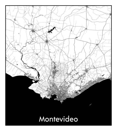 Illustration for Montevideo Uruguay South America City map black white vector illustration - Royalty Free Image