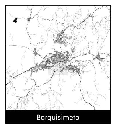 Illustration pour Barquisimeto Venezuela Amérique du Sud Carte de la ville illustration vectorielle noir blanc - image libre de droit