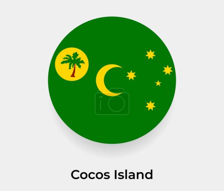 Ilustración de Isla de Cocos bandera burbuja círculo forma redonda icono vector ilustración - Imagen libre de derechos