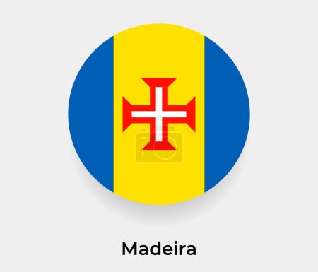Ilustración de Madeira bandera burbuja círculo forma redonda icono vector ilustración - Imagen libre de derechos