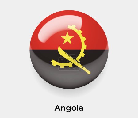 Illustration for Angola glossy flag bubble circle round shape icon vector illustration glass - Royalty Free Image