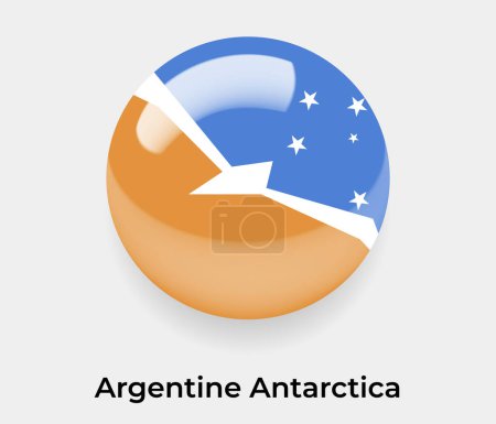 Illustration for Argentine Antarctica glossy flag bubble circle round shape icon vector illustration glass - Royalty Free Image