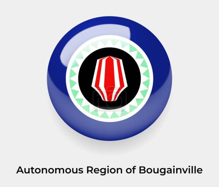 Illustration for Autonomous Region of Bougainville glossy flag bubble circle round shape icon vector illustration glass - Royalty Free Image