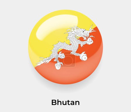 Illustration for Bhutan glossy flag bubble circle round shape icon vector illustration glass - Royalty Free Image