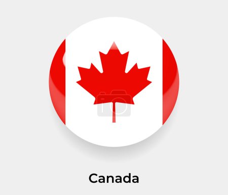 Téléchargez les illustrations : Canada drapeau brillant bulle cercle forme ronde icône vectoriel illustration verre - en licence libre de droit