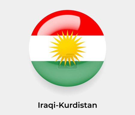Ilustración de Iraq Kurdistán brillante bandera burbuja círculo redondo forma icono vector ilustración vidrio - Imagen libre de derechos