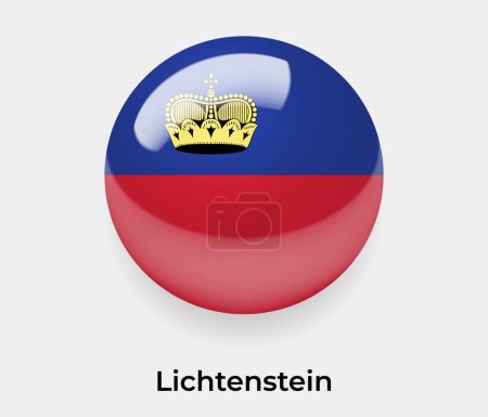 Illustration for Lichtenstein glossy flag bubble circle round shape icon vector illustration glass - Royalty Free Image