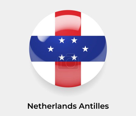 Illustration for Netherlands Antilles glossy flag bubble circle round shape icon vector illustration glass - Royalty Free Image